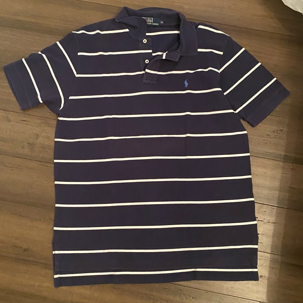 Navy blue and white Ralph Lauren polo